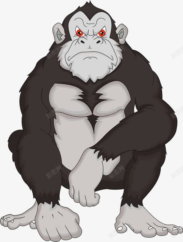 蹲着的猩猩png免抠素材_新图网 https://ixintu.com 愤怒的猩猩 猩猩 眼红的猩猩