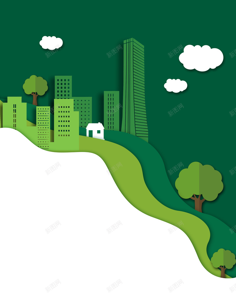 剪纸绿色环保城市jpg设计背景_新图网 https://ixintu.com 剪纸 城市 环保 绿色