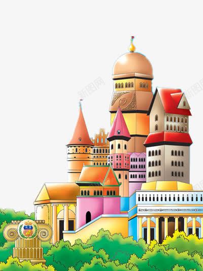 卡通城堡装饰png免抠素材_新图网 https://ixintu.com 城堡 童话 装饰