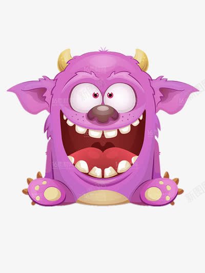 卡通紫色怪兽png免抠素材_新图网 https://ixintu.com 卡通 可爱 怪兽 紫色