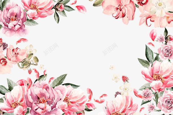 粉色花纹边框png免抠素材_新图网 https://ixintu.com PNG 粉色 花朵 边框