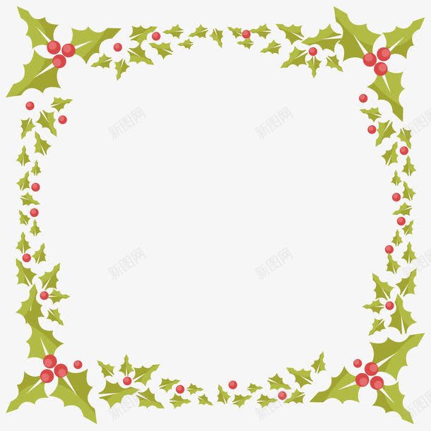 圣诞树叶相框png免抠素材_新图网 https://ixintu.com 圣诞 圣诞矢量 树叶 树叶矢量 矢量树叶