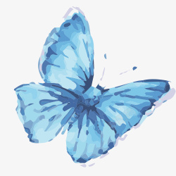 手绘的蓝蝴蝶素材