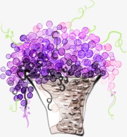 紫色唯美手绘花朵插花素材