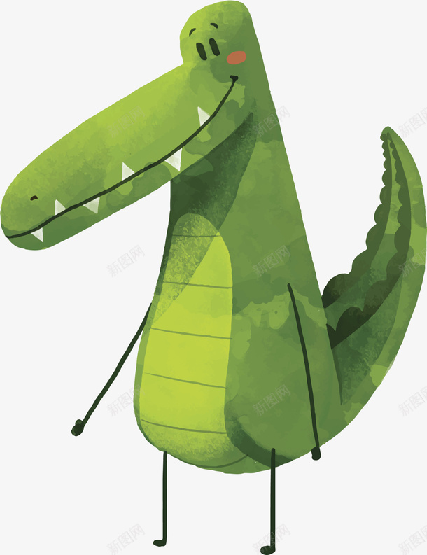 手绘绿色水彩鳄鱼png免抠素材_新图网 https://ixintu.com 可爱鳄鱼 手绘鳄鱼 水彩鳄鱼 绘画 绿色鳄鱼 艺术