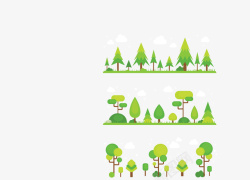 绿色卡通树木绿植矢量图素材