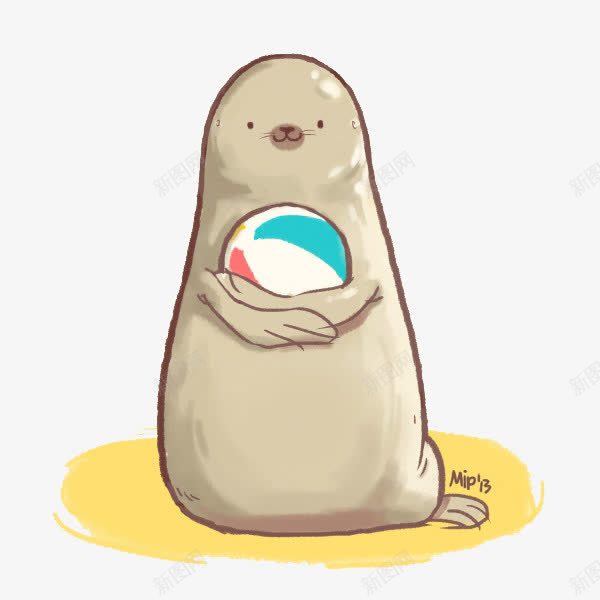 可爱海豹png免抠素材_新图网 https://ixintu.com 拿球的海豹 插画 装饰图