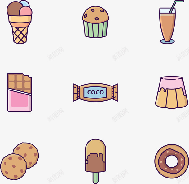 美味的冰激淋矢量图ai免抠素材_新图网 https://ixintu.com 冰激淋 甜食 食物 矢量图
