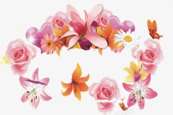 粉色卡通唯美花朵装饰素材