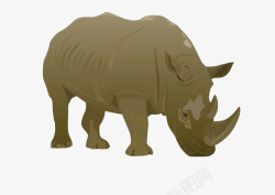 手绘棕色犀牛动物犀牛角素材