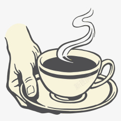 手绘插图端起的咖啡杯素材