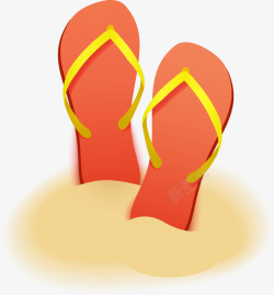 红色沙子夏天气息红色拖鞋高清图片