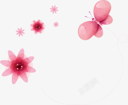 手绘粉色花朵矢量图素材