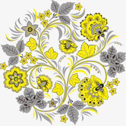黄色花朵圆形图案素材