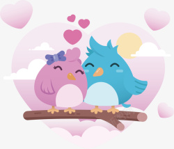动物约会情人节卡通小鸟约会装饰矢量图高清图片