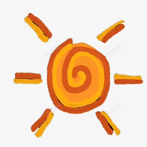 橙色涂鸦太阳png免抠素材_新图网 https://ixintu.com 太阳 手绘 橙色 涂鸦
