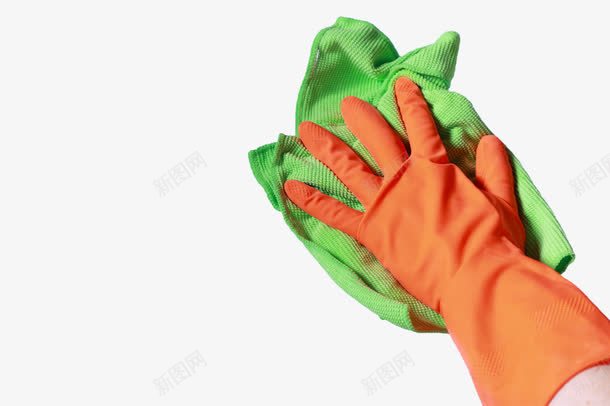 绿色擦布png免抠素材_新图网 https://ixintu.com 布巾 打扫清洁 抹布 擦布 桔色橡胶手套 毛巾 绿色毛巾 除尘