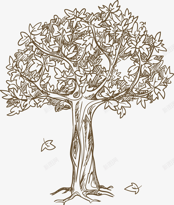 手绘植物树矢量图ai免抠素材_新图网 https://ixintu.com 手绘 手绘植物树 树木 植物 矢量图