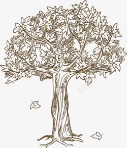 手绘植物树矢量图素材
