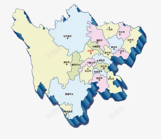 四川立体地图png免抠素材_新图网 https://ixintu.com 四川地图 四川立体地图 地图 立体地图