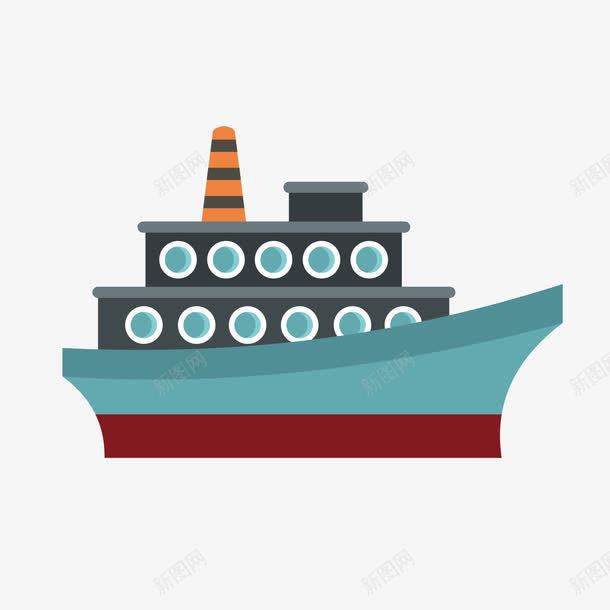 卡通轮船png免抠素材_新图网 https://ixintu.com 交通工具 创意 卡通 手绘 标签 船 蓝色 货船 轮船