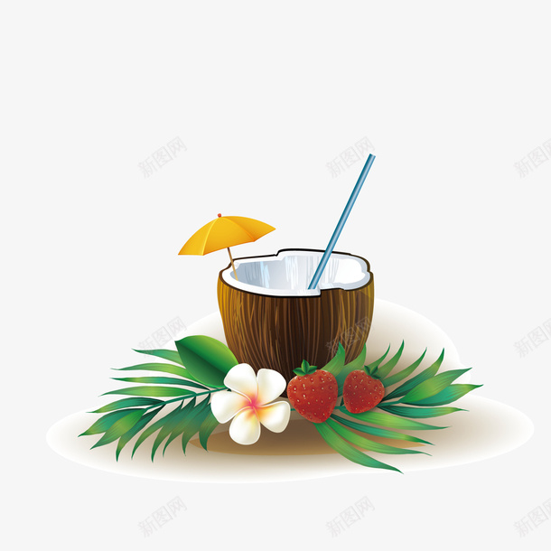 椰子汁矢量图ai免抠素材_新图网 https://ixintu.com 3D 夏天 装饰 饮料 矢量图