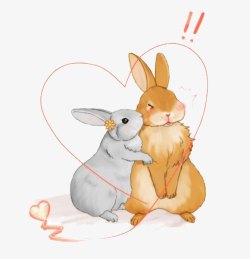 相爱的兔子素材