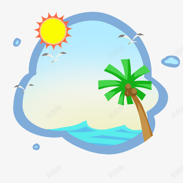 夏日海滩椰子树边框psd免抠素材_新图网 https://ixintu.com 夏日 椰子树 海滩 边框