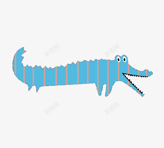 蓝色线条鳄鱼png免抠素材_新图网 https://ixintu.com 创意卡通小动物 动物 卡通动物 卡通鳄鱼 红色 蓝色