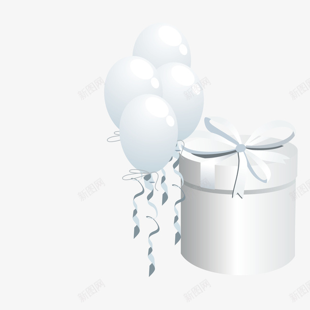 戴着气球的白色礼盒矢量图ai免抠素材_新图网 https://ixintu.com 气球 白色 礼盒 矢量图