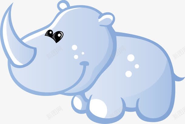 卡通手绘可爱蓝色犀牛png免抠素材_新图网 https://ixintu.com 卡通的动物