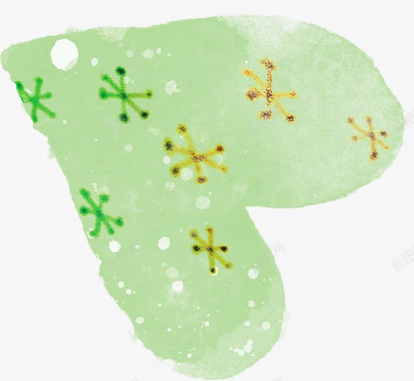 绿色卡通雪花装饰爱心png免抠素材_新图网 https://ixintu.com 卡通 爱心 绿色 装饰 雪花