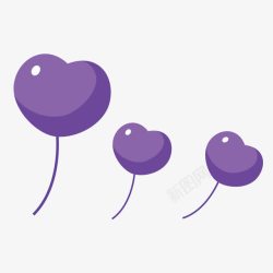 紫色心形气球素材