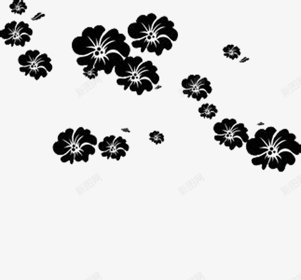 黑色花朵剪影png免抠素材_新图网 https://ixintu.com 元素 剪影 花朵 黑色