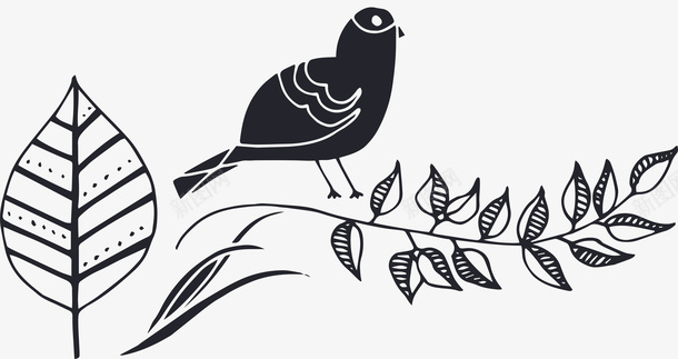 树枝上的小鸟png免抠素材_新图网 https://ixintu.com png图形 png装饰 小鸟 手绘 树枝 装饰
