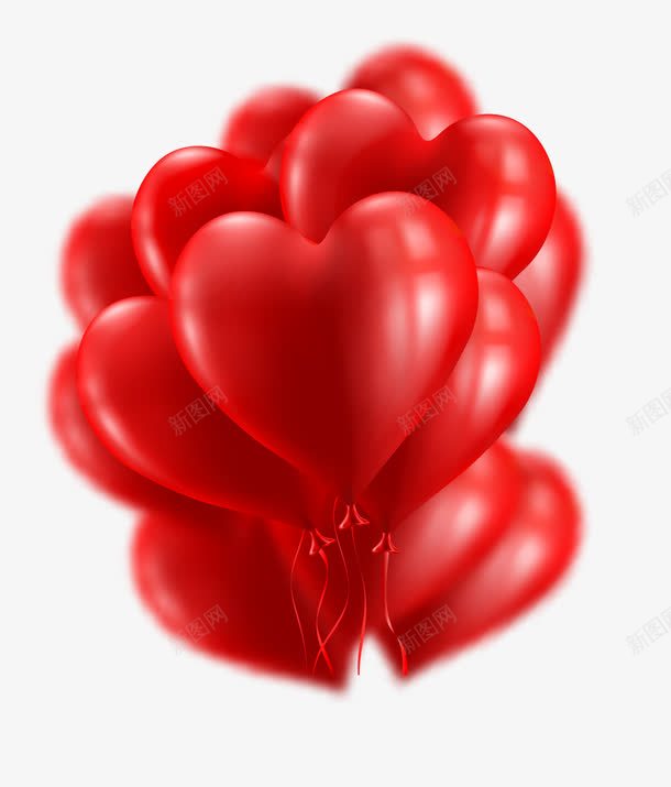 红色浪漫爱心气球装饰图案png免抠素材_新图网 https://ixintu.com 免抠PNG 气球 浪漫 爱心 红色 装饰图案