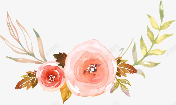 粉色唯美花朵手绘植物png免抠素材_新图网 https://ixintu.com 植物 粉色 花朵