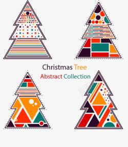 彩色几何圣诞树素材