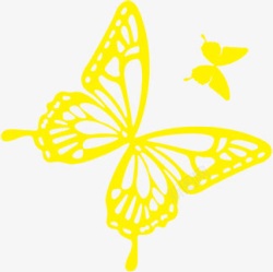 黄色卡通艺术蝴蝶创意素材
