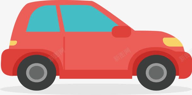卡通红色小轿车png免抠素材_新图网 https://ixintu.com 交通 出行 卡通 红色 车辆设计 轿车设计