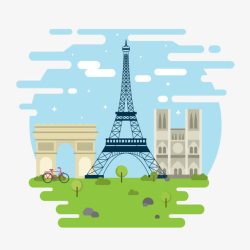 卡通巴黎铁塔建筑素材