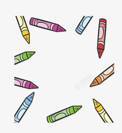 彩色手绘蜡笔边框矢量图素材