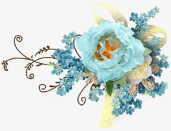 花纹蓝色花朵装饰素材