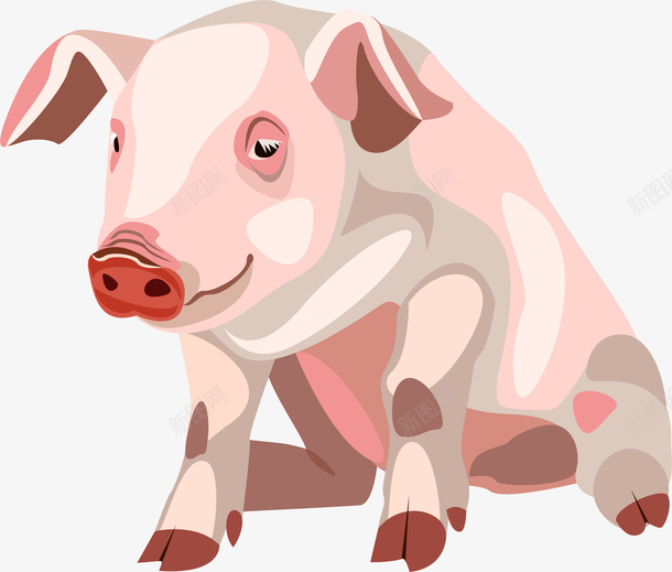 手绘粉色猪矢量图ai免抠素材_新图网 https://ixintu.com 动物 手绘 粉色猪 矢量图
