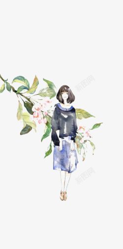 水彩墨人物素材