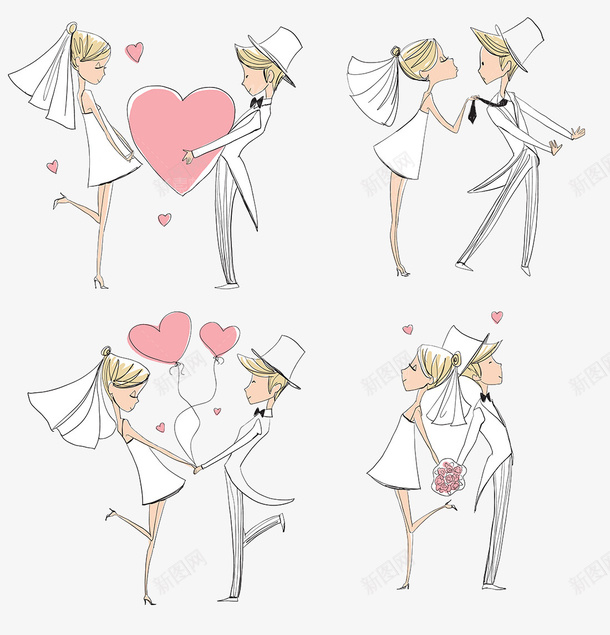 可爱的卡通婚礼人物png免抠素材_新图网 https://ixintu.com 可爱的卡通婚礼人物设计
