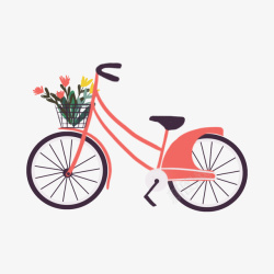 自行车装饰素材手绘卡通自行车花高清图片