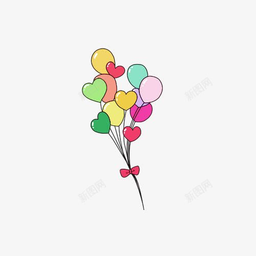 彩色气球爱心卡通手绘png免抠素材_新图网 https://ixintu.com 卡通彩色 卡通气球 彩色 彩色卡通 气球 气球卡通