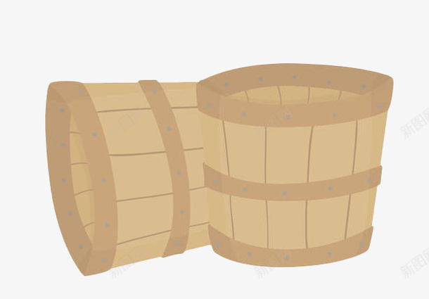 手绘扁平化木水桶png免抠素材_新图网 https://ixintu.com 容器 扁平化 手绘矢量 棕色 水桶 盛水 蓄水 装水容器