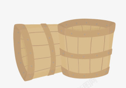 木水桶手绘扁平化木水桶高清图片